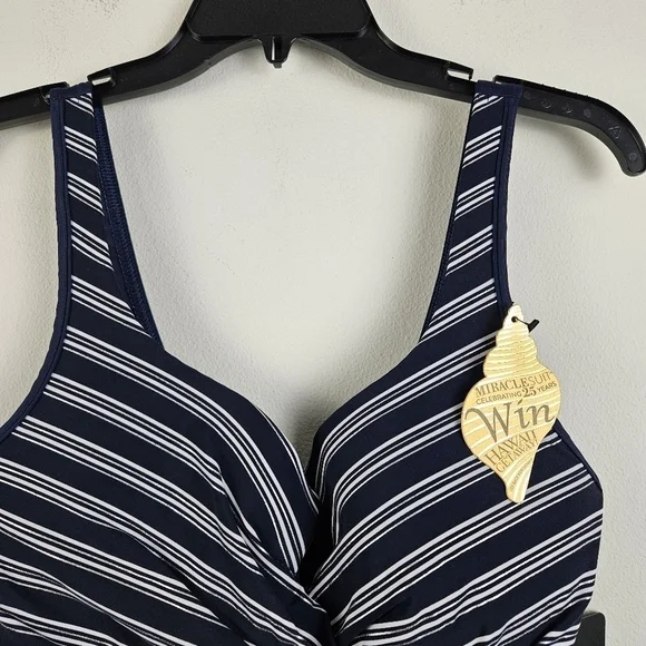 Miraclesuit Blue and White One Piece Swimwear with Nautical Stripes - Picture 5 of 10